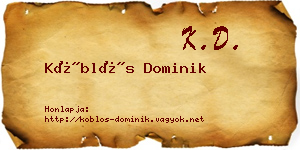 Köblös Dominik névjegykártya